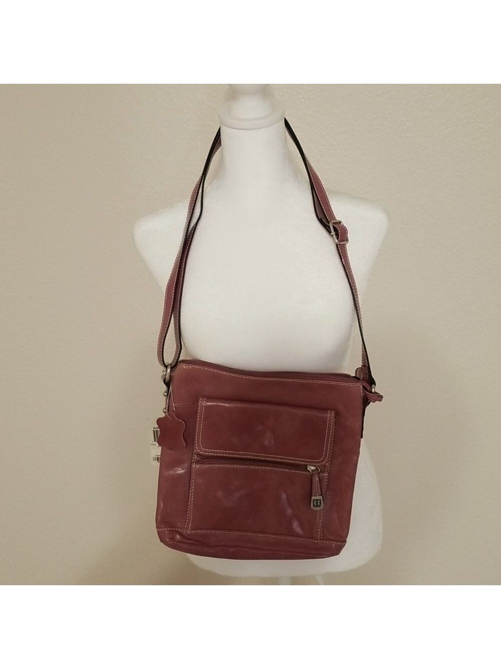 Gianni Bernini shoulder bag, purse ,glazed body orchid pink , Genuine Leather